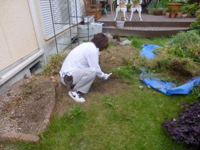 お庭も変えるので植木・草花の処分していきます。
